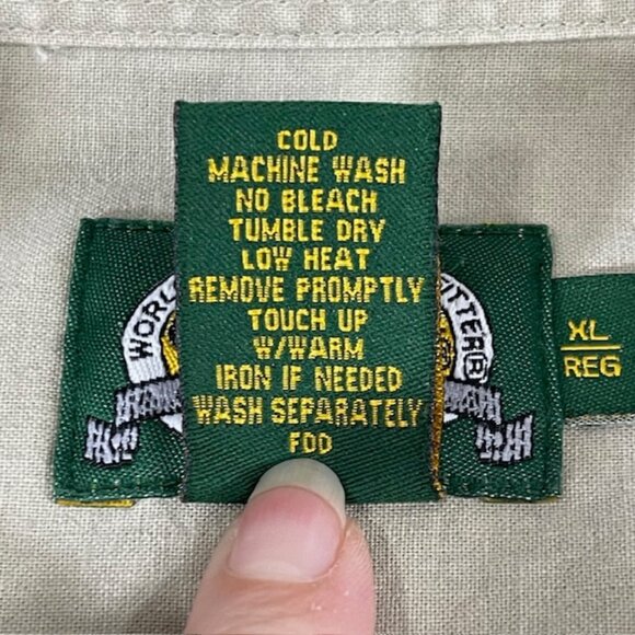 Cabela's Men's XL Safari Button Up Zip Pockets Utility Shirt Hunting Tan Roll up - Picture 6 of 10